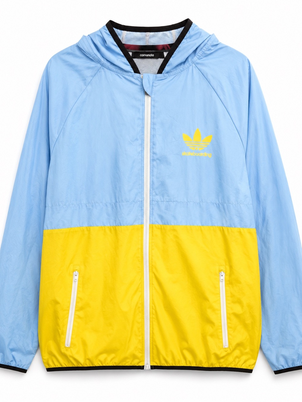 adidas Men’s Light Blue and Yellow Colorblock Windbreaker